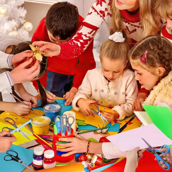 Multipurpose Scissors Bulk Set of 3 Pack, Ultra Durable and Sharp 2.5mm Thick Scissors for Office Home School Sewing Fabric Craft Supplies, Soft Comfort-Grip Right/Left Hand {3}