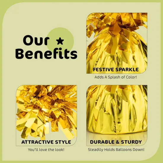 Gold Balloon Weights, Heavy Balloon Weight Pack of 12 Metallic Foil Weights for Balloons, Birthday Party & Wedding Table Centerpiece Ballon Weight, 4.8&rsquo;&rsquo; DIY Ballon Weights for Helium Balloons {4}