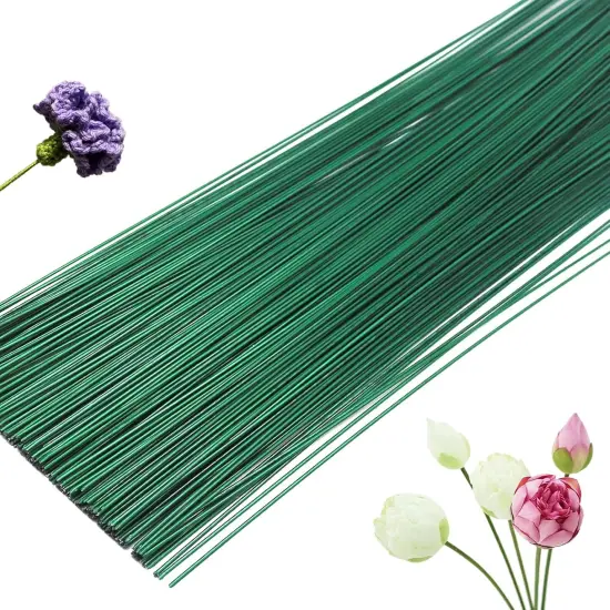 200 Pcs Floral Flower Stem Wire,16 Inch 22 Gauge Flower Paper Wrapped Wire,Green Crafting Floral Stem for Flower Arrangements DIY,Bouquent Stem Wrapping and Crafts {5}