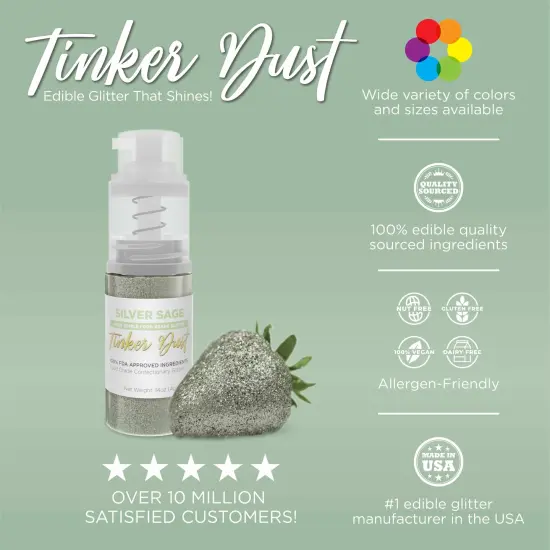 Bakell - Silver Sage Tinker Dust Edible Glitter (25g, 1x Spray Pump) for Food, Desserts, and Beverages! {3}