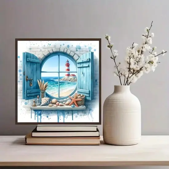 Lighthouse 5D Diamond Painting Kits for Adults,DIY Round Lighthouse Landscape Theme Diamond Art Kits for Beginners,Full Drill Mosaic Art {4}