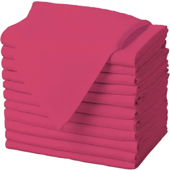 Cloth Napkins - 17 x 17 Inch Fuchsia Dinner Napkins - Set of 12 Soft & Absorbent Washable Fabric Cloth Table Napkins with Hemmed Edges for Hotel Restaurant {1}