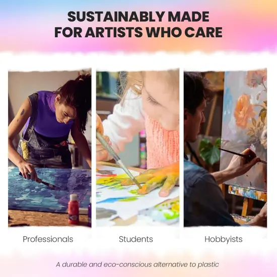 Ceramic Watercolor Paint Palette with Wooden Lid - 12x10 Inch Porcelain Mixing Tray with 22 Wells and 6 Large Wells - Professional Palette for Gouache, Acrylics, and More - Durable Design {1}