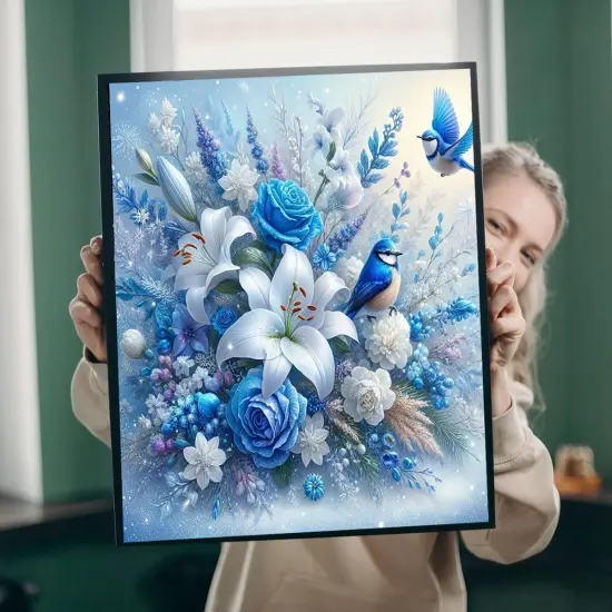 5D Diamond Painting Kits for Adult, Birds Flower Diamond Art Kits for Beginners, DIY Full Drill Floral Diamond Dot Gem Art Kits {3}