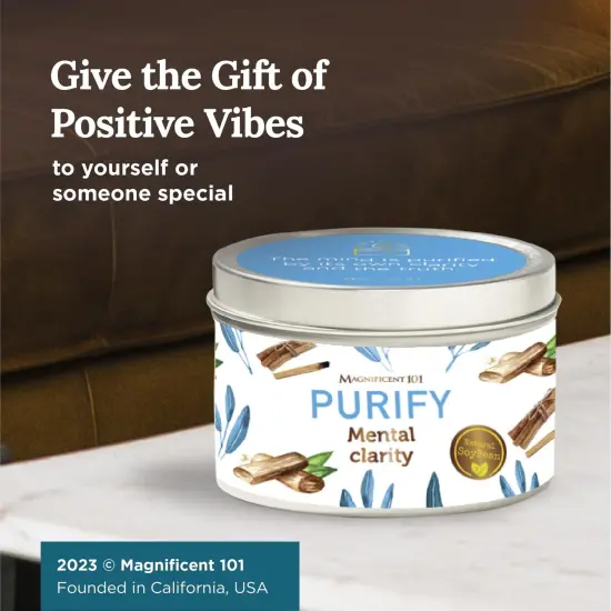 Magnificent 101 Long Lasting Aromatherapy Candle for Mental Clarity & Purity | 6 Oz - 35 Hour Burn | All Natural Soy Wax, Sage, Palo Santo, Lavender & Sandalwood | Meditation & Manifestation Multicolor {6}