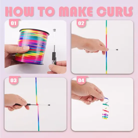 Rainbow Ribbon, 500 Yard Curling Ribbon for Crafts, Balloon Iridescent Color Gift Wrapping, Balloon Ribbon, Crimped Ribbon, Holographic Balloons String, Florist Flower (1 Roll) {5}