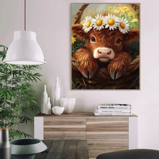 Highland Cow Paint by Numbers Kit for Adults, Flowers Adults' Paint-by-Number Kits, DIY Acrylic Watercolor Painting by Numbers Kits on Canvas Without Frame for Home Wall Decor 16X20 Inch {4}