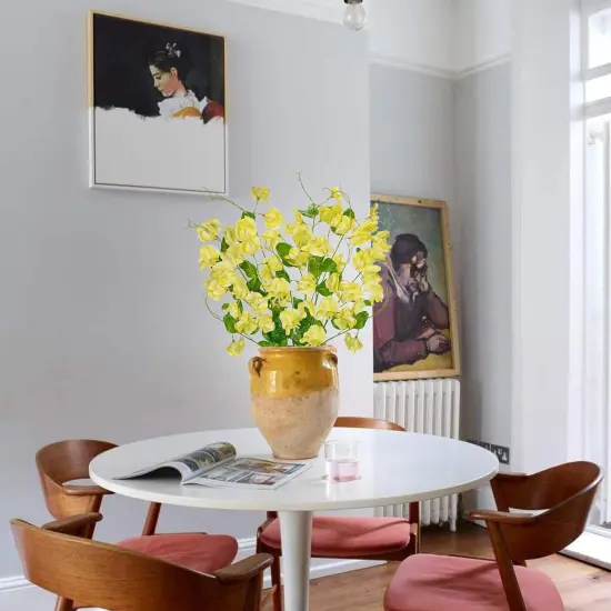 Summer Tabletop Floral Arrangements Yellow Artificial Flowers Bouquet, Spring Summer Flower Sprays with Green Leaves {3}