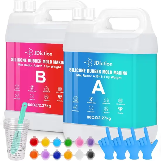 JDiction Silicone Mold Making Kit, Super Elastic Liquid Silicone for Mold Making with Pigment Paste, Fast Cure Flex Silicone Rubber for Casting Resin Molds and Detail Molds {7}