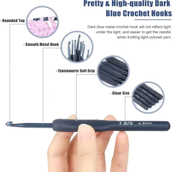 Coopay Dark Blue Crochet Hooks {4}