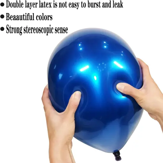 Metallic Royal Blue Balloons 50pcs 10 inch Metallic Blue Balloons Double Layer Blue Balloons are More Durable Suitable for Wedding Birthday Party Balloon Decoration {3}