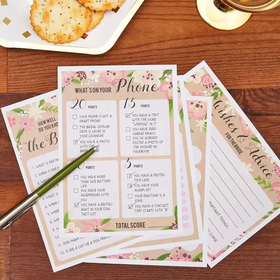 Set of 5 Bridal Shower Games for Engagement Celebrations, Bridal, Bachelorette, Anniversary, Wedding Party, Entertains 50 Guests {4}