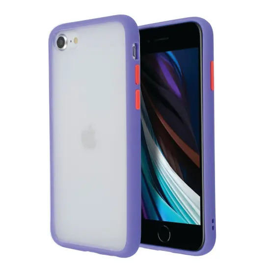 Translucent Matte Case For iPhone SE 2020 (2nd Gen), Hybrid Hard Back Soft Edges TPU Full Body Cover Lilac Purple/Yellow, by Insten {1}