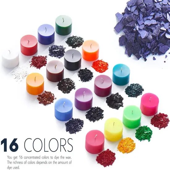 Candle Dyes for Soy Candle Making - Wax Сolor Dye Color Chips for Soy Wax - 16 Popular Colors Wax Dye Flakes {2}