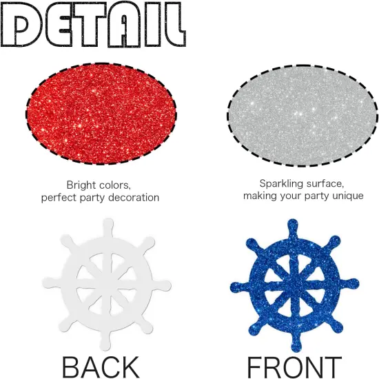 120pcs Nautical Confetti - Nautical Theme Birthday/Baby Shower/Wedding Party Decorations - Anchor Confetti for Gender Reveal Party Supplies - Nautical Party Table Decoration Scatters {3}