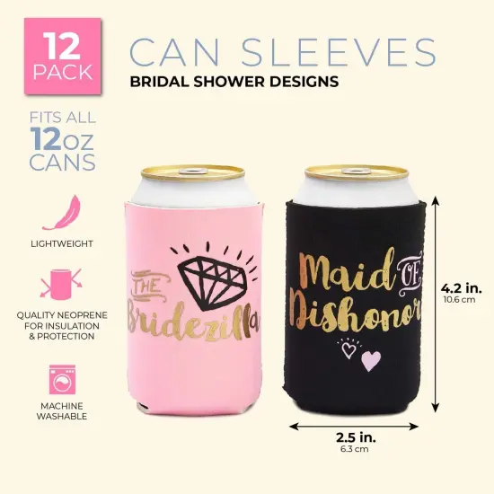 12-Pack Can Cooler Sleeves, 12 Assorted Designs Insulated Neoprene Holder Party Supplies - Bachelorette Party Multicolor {4}