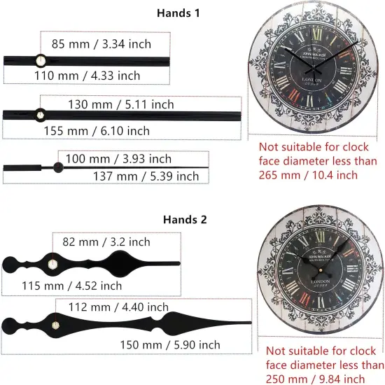 12888 Quartz DIY Wall Clock Movement Mechanism Repair Parts Replacement Kit Sweep Silent Movement,13mm (1/2 Inch) Maximum Dial Thickness, 23mm (29/32 Inch) Total Shaft Length.(Black Hand) {4}