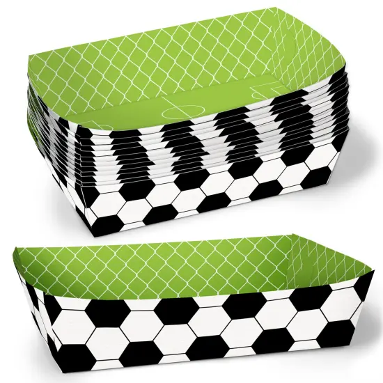 Big Dot of Happiness Soccer Party Paper Food Trays, Disposable Double-Sided Paper Food Holders for Nachos, Hot Dogs, French Fries - 12 Ct {1}
