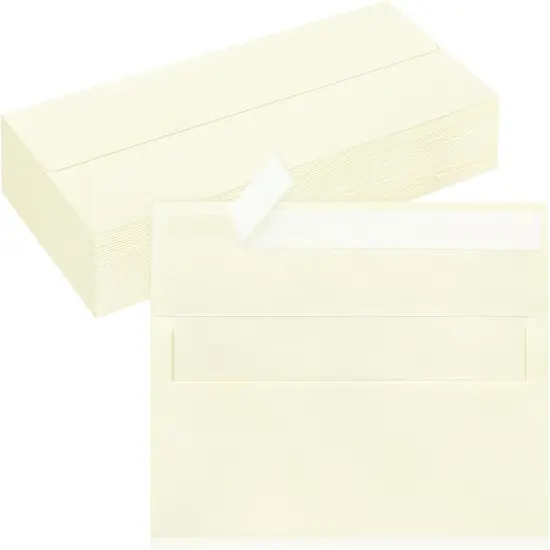 50 Pack #10 Business Envelopes, Ivory Standard Envelopes Self Seal, Letter Size Business Mailing Envelopes for Checks Letters Invoices Statements Birthday Graduation Wedding, 4 1/8 x 9 1/2 Inch {1}