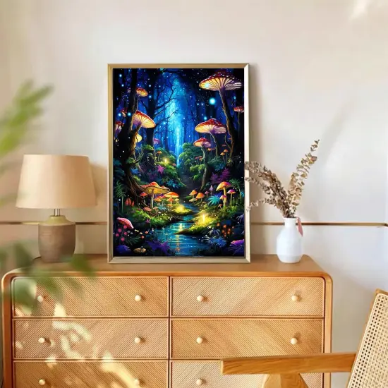 Enchanted Glow Forest Diamond Painting for Adults DIY Mushroom Diamond Art for Adult Beginners Mushroom Gem Painting Crafts for Adults Home Wall Decor 5D Gem Art Perfectly for Relaxation 12x16inch {4}