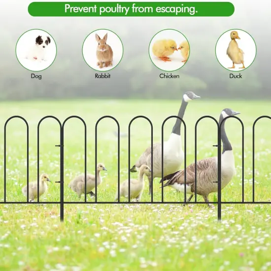 18 Pack Rustproof Metal Garden Fence Panels - H Animal Barrier, Decorative Yard Border for Pets & Gardens (Interlocking Design) {3}