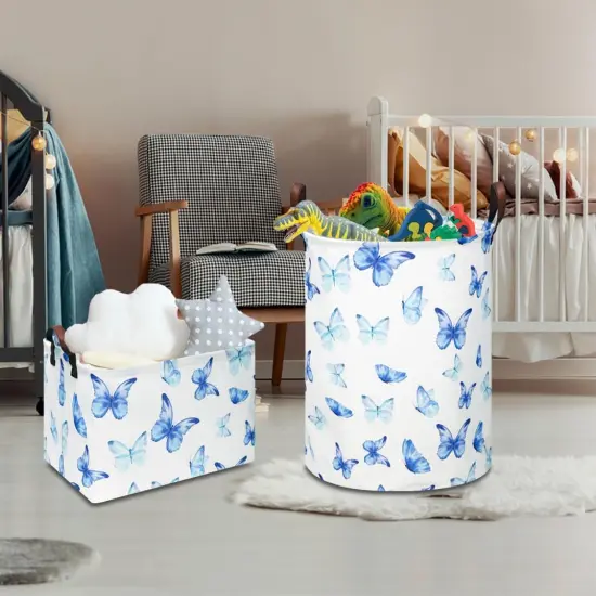 Butterfly Summer Storage Basket, Collapsible Gift Basket with Handles,Kids Toys/Books Box,Room Decor(Blue Butterfly) {3}