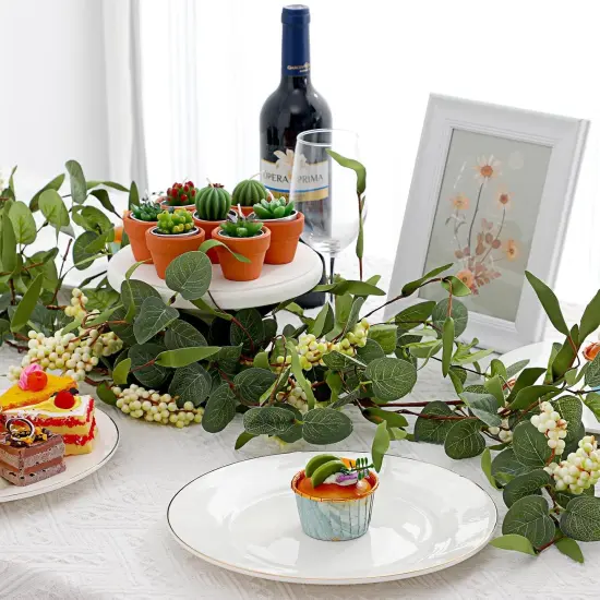 Spring Faux Eucalyptus Garland Plant Wedding Faux Eucalyptus Leaves Greenery Garland Vines Hanging DIY Decoration for Easter Home Party Backdrop Mantle Wall Decor {4}