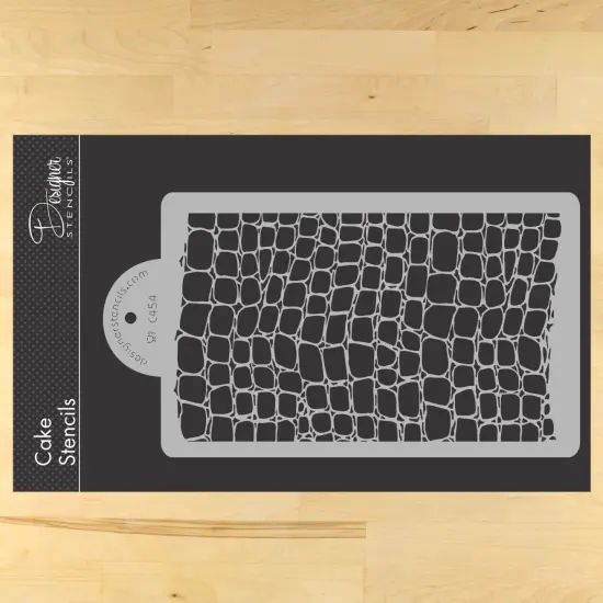 Crocodile Skin Cake Stencil | C454 by Designer Stencils | Cake Decorating Tools | Baking Stencils for Royal Icing, Airbrush, Dusting Powder | Reusable Plastic Food Grade Stencil for Cakes | Easy to Use & Clean Cake Stencil {1}