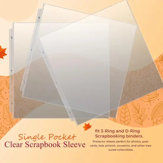 50 Pack of Scrapbook Refill Pages, 12.25" X 12.25" Clear Sheet Protectors for 3 Ring Binder, Plastic Sheet Sleeves, Top Loading Paper Protector, Archival Safe for Documents and Photo {2}