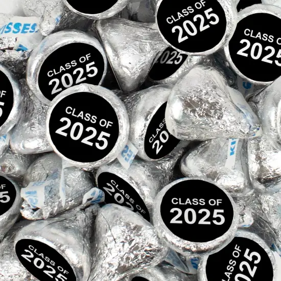 324ct Black Graduation Stickers Class of 2025 for Hershey's Kisses or Lifesavers Mints (3 Sheets - 324 Stickers) Party Favors - By Just Candy {1}