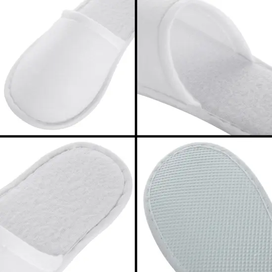 24 Pairs Disposable House Slippers for Guests - Bulk Slipper Pack for Hotel, Spa, Travel, Shoeless Home, White Closed Toe (US Men Size 10, Women 11) {5}