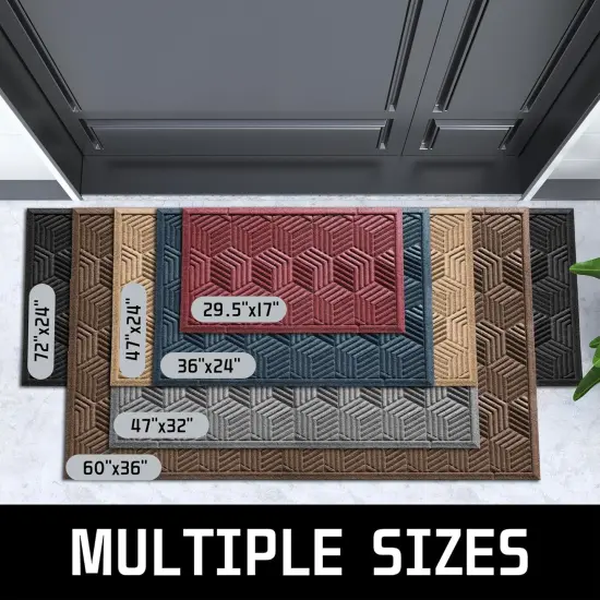 Door Mat Outside Entrance, 29.5x17 Inch, All-Season Indoor Outdoor Welcome Mat, Heavy Duty Natural Rubber, Non-Slip, Resist Dirt, Stain and Fade Resistant, Low Profile, Easy Clean Patio, Red {5}