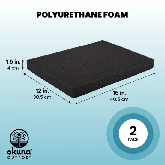 2-Pack Packing Foam Sheets - 16x12x1.5 Customizable Polyurethane Insert Pads for Tool Case Cushioning, Crafts (Black) {4}