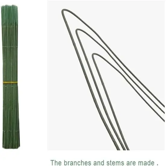 100 pcs Floral Stem Wire - Plastic Artificial Flower Green Stem Rod - Plant Stub Wire Green Florist Wires (10 inch / 25cm) {3}