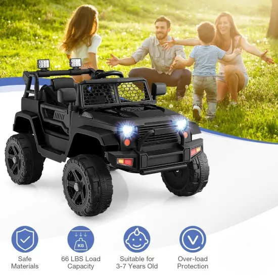 Kids Electric Ride-On Truck with Remote, Music and Safety Features Black {6}