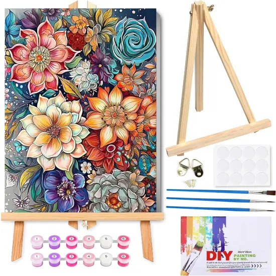 Succulents Paint by Numbers Kit for Adults Beginner,Beautiful Gift Box with Easel,Flower Paint by Numbers with Frame for Home Wall Decor 12x16inch {1}
