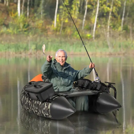Portable Inflatable Fishing Boat with 3 Detachable Storage Boxes and Fish Finder Holder Camouflage {2}