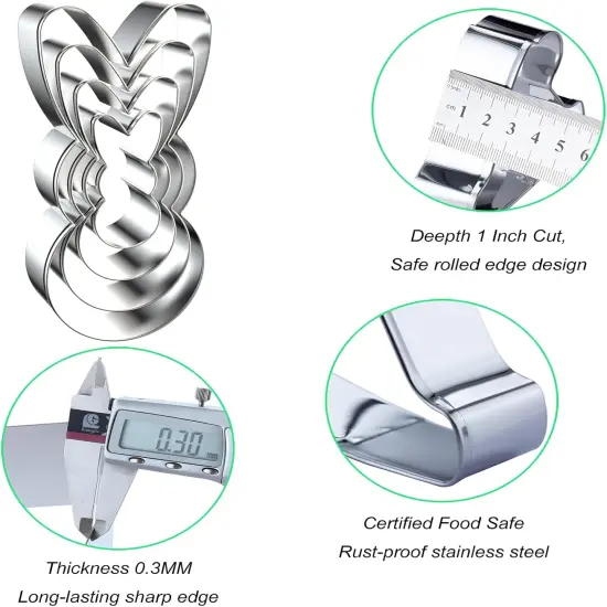 Easter Bunny Cookie Cutter Set - 5 inch, 4 inch, 3 inch, 2 inch - 4 Piece Large Rabbit Cookie Cutters Shapes Molds - Stainless Steel {3}