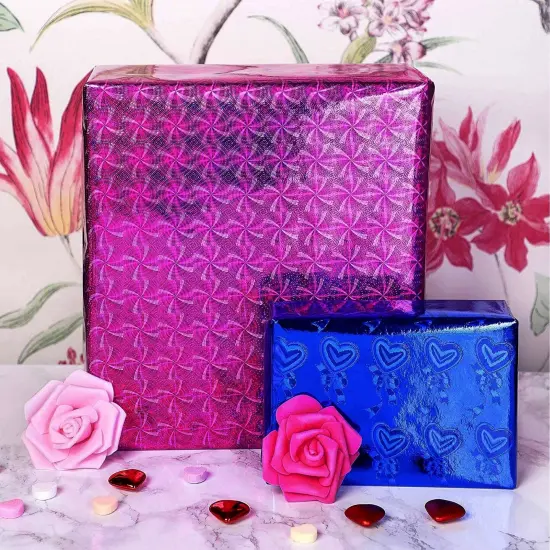 Holographic Wrapping Paper - Iridescent, Metallic Gift Wrap for Birthday, Christmas (3 Rolls, 3 Designs, 208 x 17.3 In Per Roll, 73.5 Sq Ft Total) {3}