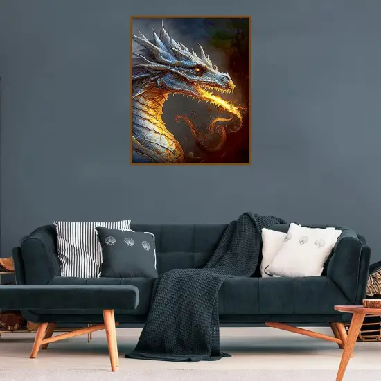Dragon 5D Diamond Art Painting Kit for Adults, Round Full Drill Diamond Dots DIY Wall Decor 12 x 16inch {2}