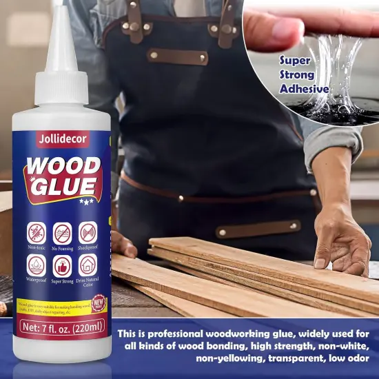 220ml Wood Glue for Furniture Heavy Duty, Waterproof Strong Adhesive Craft Glue Clear Fast Drying Balsa Super Glue for Woodworking {2}
