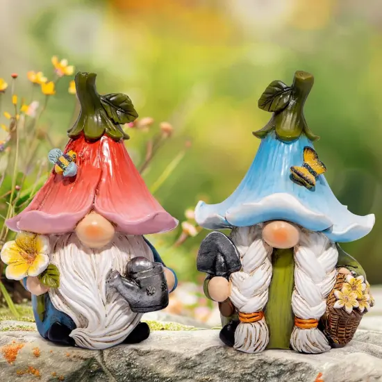 Garden Gnome Decorations Handcrafted Outdoor Ornaments Spring Gnome Figurines Flower Gnome Statues Perfect for Garden, Patio, and Balcony D&eacute;cor {4}