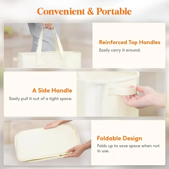 Slim Laundry Hamper, Narrow Laundry Basket with Handles, Collapsible Thin Dirty Clothes Hampers for Laundry, Foldable Laundry Bin {3}