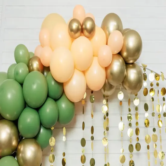 Nude Balloons - 12 inch 100pcs Latex - Round Neutral Boho Birthday Balloons with 2 Ribbons, Helium Apricot Balloons {4}