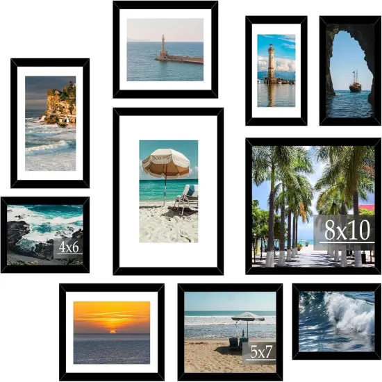10 Packs Picture Frames Collage Wall Decor for Wall Hanging or Tabletop, 8x10, 5x7, 4x6 Multi Sizes Photo Frames, Collage Picture Frames for Family Wall Decor, Gallery Wall Frame Set, Black {1}