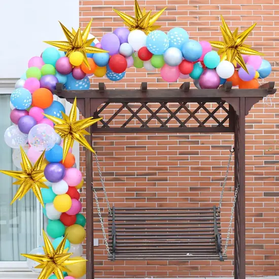 Gold Star Balloons - 72 Pcs Big 26 Inch Gold Mylar Starburst Balloons, Gold 12 Point Star Balloons, Starburst Foil Cone Balloons {3}