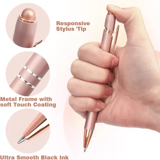 6 Pack Ballpoint Pen 2-in-1 Stylus Retractable Ballpoint Pen with Stylus tip, Metal Stylus Pen for Touch Screens, 1.0 mm Black Ink {2}