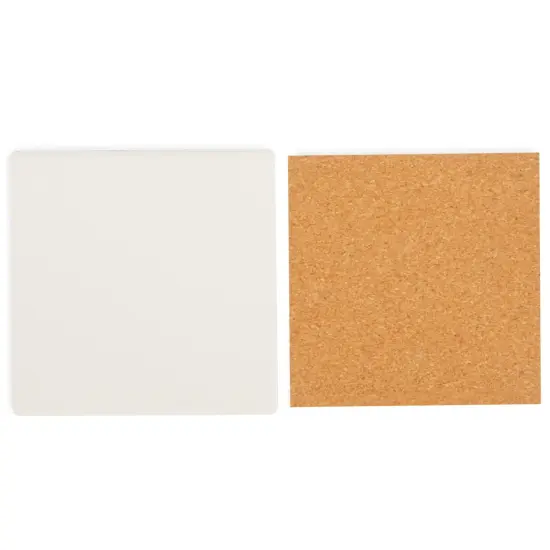 4 Inch Square Ceramic Tiles for Crafts with Cork Backing Pads, 12 Pack of Unglazed White DIY Coasters for Painting {7}