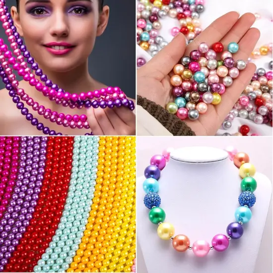 Green Pearl Beads for Jewelry Making, 1750pcs Grassy Green Pearl Craft Bead with Hole 4mm 6mm 8mm 10mm 12mm Loose Spacer Bead for Necklace Bracelet Earrings Ring Choker Wedding Dress Decor {5}