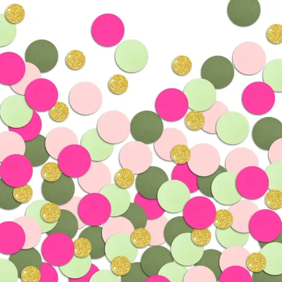 Pink Confetti Glitter Party Table Decorations Confetti Hawaii Girls Party Supplies Golden Green Scatter Paper Craft for Birthday Bridal Baby Shower Wedding Gift Circle Dots Decor 100 Pcs {1}